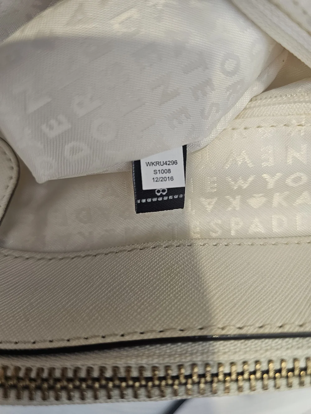 kate spade Laurel Way Leighann Cream Leather Tote with Black Handles
